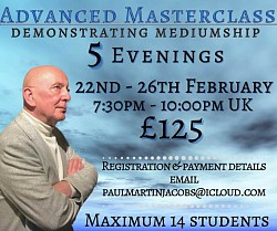 Next online Masterclass Febr Demonstrating mediumship by Paul Jacobs